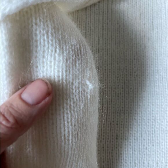 Cozy vintage White Knit American South Side Alpaca wool Cardigan with pockets - Picture 13 of 14